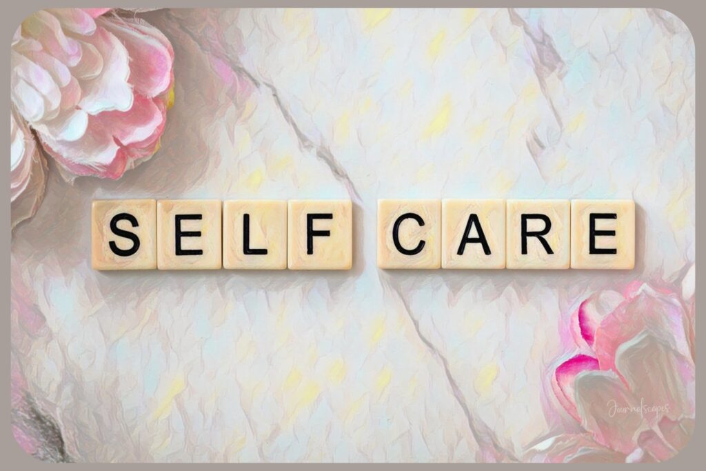 Self Care spelled out with scrabble tiles